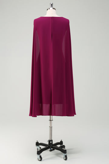 Grape Bodycon Cocktail Party Dress With Cape